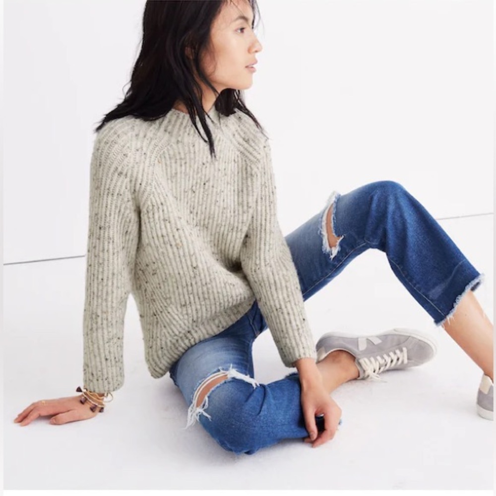 Madewell Donegal Northfield Mockneck Speckled Sweater Sz Large